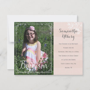 Invitation Floral Rose Baptême