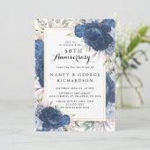 Invitation Floral Rose bleu 50e anniversaire de Mariage (Debout devant)