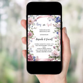 Invitation Floral rose bleu garçon ou fille sexe révéler