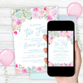 Invitation Floral rose bleu trop rapide Anniversaire