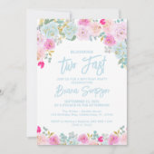 Invitation Floral rose bleu trop rapide Anniversaire (Devant)