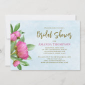 Invitation Floral rose Botanique Élégante Peonies QR Code (Devant)