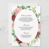 Invitation Floral rose Bourgogne tout en un Mariage (Dos)