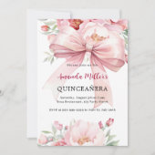 Invitation Floral rose bow Quinceanera (Devant)