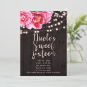 Invitation Floral rose Brown Bois rustique & Lumières doux 16 (Debout devant)