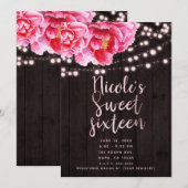 Invitation Floral rose Brown Bois rustique & Lumières doux 16 (Devant / Derrière)