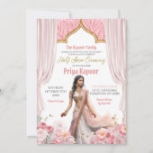 Invitation Floral Rose Brown Indienne Fille à moitié saree cé (Devant)