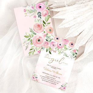 Invitation Floral rose C'est un Baby shower féminin