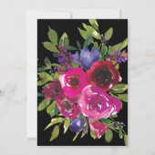 Invitation Floral rose chaud sur Fête des mariées noire (Dos)