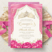 Invitation Floral rose chaud Tiara Girl Quinceanera