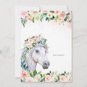 Invitation Floral rose & Cheval 6e fête d'anniversaire (Dos)