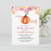 Invitation Floral rose Citrouille orange| Baby shower (Debout devant)
