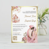 Invitation Floral rose clair QR Code Anand Karaj Sikh Mariage (Debout devant)