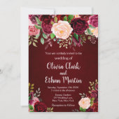 Invitation Floral rose de Bourgogne (Devant)