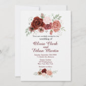 Invitation Floral rose de Bourgogne (Devant)