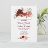 Invitation Floral rose de Bourgogne (Debout devant)