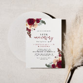 Invitation Floral rose de Bourgogne 50e anniversaire de Maria