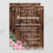 Invitation floral rose de dentelle rustique (Devant / Derrière)