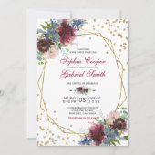 Invitation Floral rose de la marine de Bourgogne | Mariage Go (Devant)