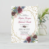 Invitation Floral rose de la marine de Bourgogne | Mariage Go (Debout devant)