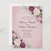Invitation Floral Rose Dusty classique (Devant)