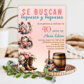 Invitation Floral rose espagnol cowboy occidental 40e anniver