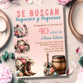 Invitation Floral rose espagnol cowboy occidental 40e anniver