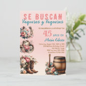 Invitation Floral rose espagnol cowboy occidental 45e anniver (Debout devant)