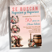 Invitation Floral rose espagnol Cowboy occidental 50e anniver