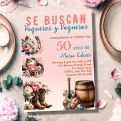 Invitation Floral rose espagnol Cowboy occidental 50e anniver