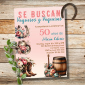 Invitation Floral rose espagnol Cowboy occidental 50e anniver