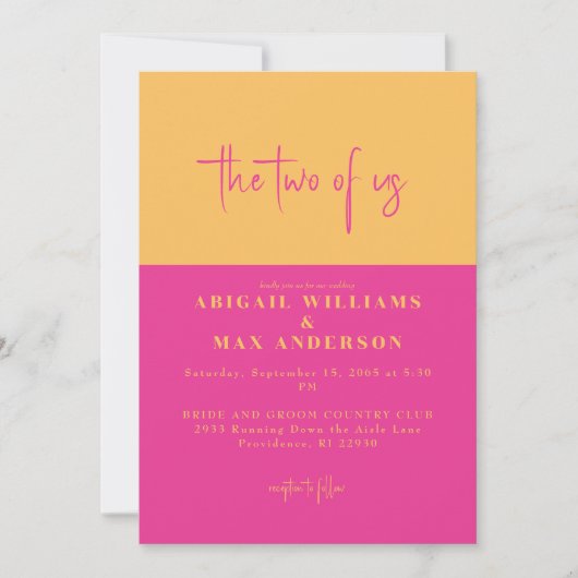 Invitation Floral rose et jaune rétro Les deux Mariages améri (Devant)