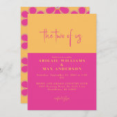 Invitation Floral rose et jaune rétro Les deux Mariages améri (Devant / Derrière)