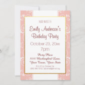Invitation Floral rose et or (Devant)