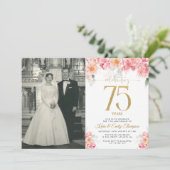 Invitation Floral rose et or 75e anniversaire (Debout devant)