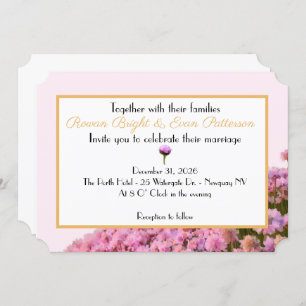 Invitation Floral rose et or de mer