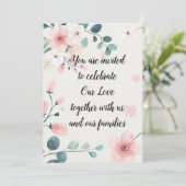 Invitation Floral rose et Turquoise (Debout devant)