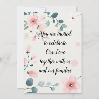 Invitation Floral rose et Turquoise