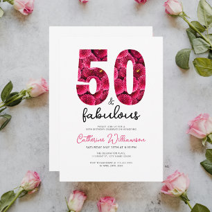 Invitation Floral rose féminin 50 et anniversaire fabuleux
