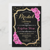 Invitation Floral rose Fête des mariées d'or noir (Devant)