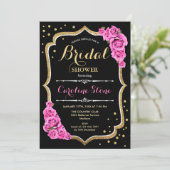 Invitation Floral rose Fête des mariées d'or noir (Debout devant)