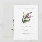 Invitation Floral rose feuillus tropical à chaque année (Devant / Derrière)