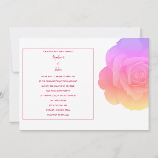 Invitation Floral Rose Fleur Art Moderne Mariage élégant (Devant)