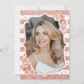 Invitation Floral Rose Gold White Photo 50e anniversaire (Dos)