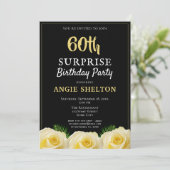 Invitation Floral rose jaune 60e fête d'anniversaire surprise (Debout devant)