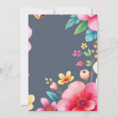 Invitation Floral Rose Jaune Fleurs Sur Mariage Charbon (Dos)