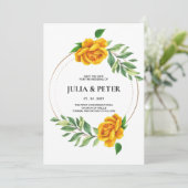 Invitation Floral Rose Jaune Moderne Sauvez L'Invitation Date (Debout devant)