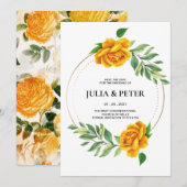 Invitation Floral Rose Jaune Moderne Sauvez L'Invitation Date (Devant / Derrière)