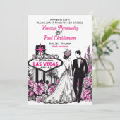 Invitation Floral rose Las Vegas Mariage (Debout devant)