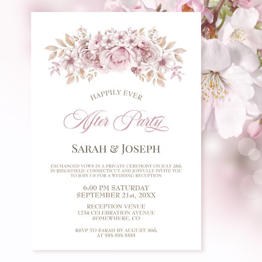 Invitation Floral rose Mariage après la fête